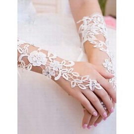 Élégante dentelle Gants blanc moderne de mariée - Photo 2