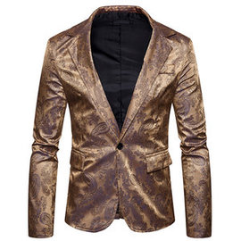 Et automne mode nouveaux hommes costume imprimer slim convient blazers veste manteau fleur