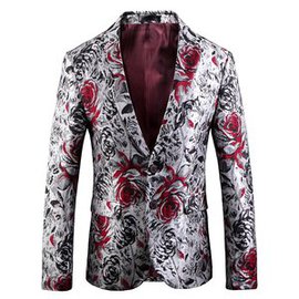 Veste hommes imprimé floral asiatique taille costumes slim fit smoking soirée