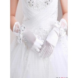 Gants en satin avec bowknot blanc Chic mariée - Photo 2