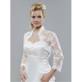 Organza blanc dentelle luxueuse ourlet Bolero