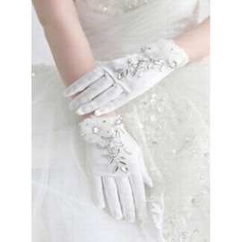 Avec Crystal White Satin Chic | Gants de mariée modernes - Photo 2