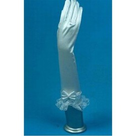 Taffetas Hem dentelle blanc Chic | Gants de mariée modernes