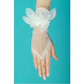 Tulle avec des gants bowknot blanc moderne de mariée