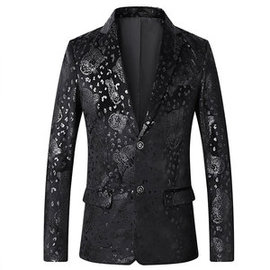 Blazer de luxe imprimé costume asiatique taille slim fit nouveaux hommes