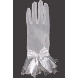 Tulle avec bowknot blanc Vintage | Gants Timeless mariée