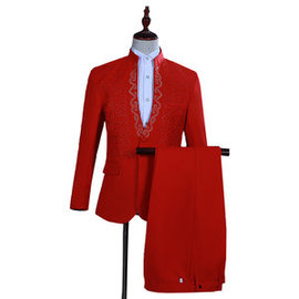 Hôte blazer entreprise rouge 2 pièces robe costumes