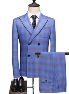 Hommes 3 pièces robe hommes plaid costumes d'affaires costume de mariage mode