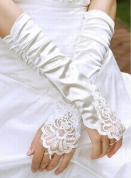 Gants taffetas blanc moderne de mariée