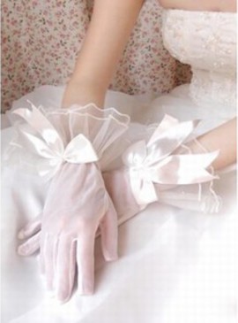 Organza avec bowknot ivoire élégantes | Gants de mariée modestes