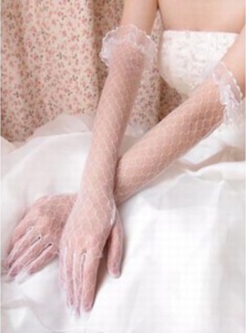 Tulle élégantes Gants de mariée blanche