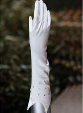 Mariée avec Crystal White Chic | Gants de mariée modernes