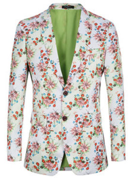 La taille européenne imprimé hommes de fête veste hommes blazer floral costume