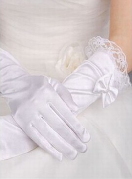 Taffetas Avec application Blanc Chic | Gants de mariée modernes