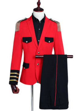 2 pièces smoking rouge hommes blazer costume homme avec pantalon costumes pour hommes