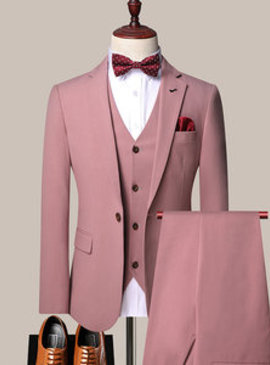 Slim fit rose costume ensemble veste pantalon gilet haute qualité revers