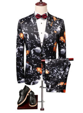 Floral slim fit costumes ensemble costume noir costume homme