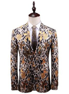 Mode asiatique taille imprimé hommes blazers pour homme floral costume