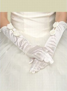 Taffetas floral blanc Chic | Gants de mariée modernes