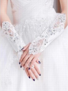 Sequin Lace Blanc Chic | Gants de mariée modernes