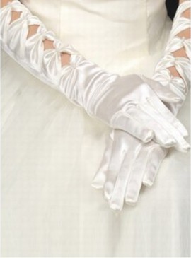 Taffetas perlée élégante broderie gants blancs de mariée