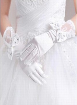 Gants en satin avec bowknot blanc Chic mariée