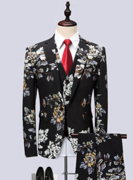 De haute qualité marié costume de smoking mâle costumes fleur imprimé