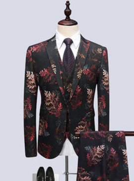 Smoking homme floral imprimé d'honneur blazer slim fit costume hommes 3 pièces