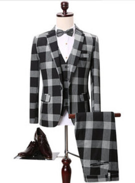 Costume hommes plaid costume terno bureau classique robe de mariée