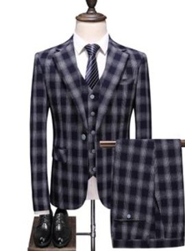 Costume homme slim fit costumes blazers annuel réunion plaid hommes costumes 3 pièce