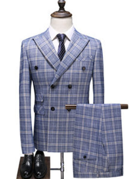 D'affaires blazers 3 pièces costume hommes nouvelle mode grande taille plaid automne