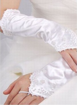 Gants taffetas chic moderne blanc de mariée