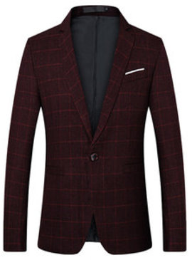 Veste vestes plaid mâle blazer taille m-5xl vin rouge