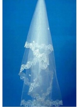 Élégante dentelle ourlet court voile de la mariée