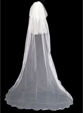 Élégant | Modeste luxe pinceau train voile de la mariée