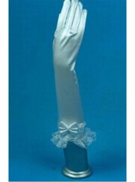 Taffetas Hem dentelle blanc Chic | Gants de mariée modernes