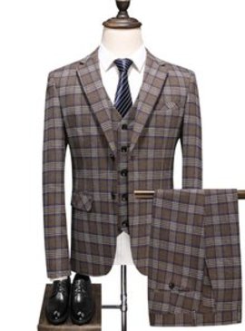 Slim fit hommes costume costume homme 5xl 3 pièces costumes hommes plaid de luxe