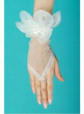 Tulle avec des gants bowknot blanc moderne de mariée