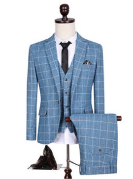 Plaid costumes hommes costume costume hommes avec pantalon marié bleu