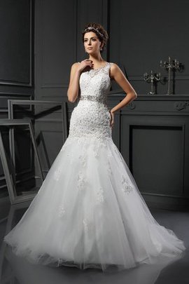 Robe de mariée longue naturel encolure ronde collant manche nulle