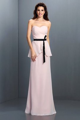 Robe demoiselle d'honneur ceinture avec chiffon de col en cœur gaine avec ruban