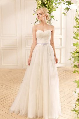 Robe de mariée jusqu'au sol ceinture avec ruban a-ligne croisade