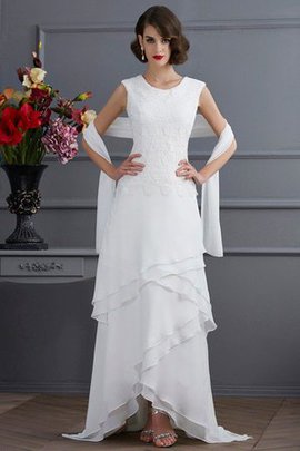 Robe mère de mariée naturel asymétrique haut bas col en bateau fermeutre eclair