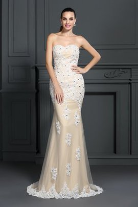 Robe de bal longue avec chiffon manche nulle appliques col en forme de cœur