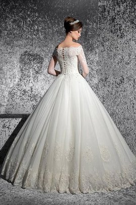 Robe de mariée plissage classique elégant appliques avec manche longue