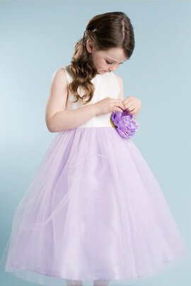 Robe cortège fille plissage naturel col u profond textile en tulle ligne a