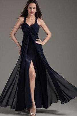 Robe de soirée longue manche nulle avec perle avec chiffon