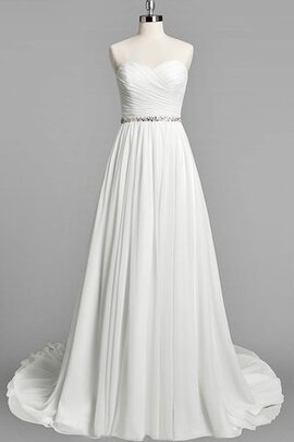 Robe de mariée facile au bord de la mer col en forme de cœur de traîne courte ruché