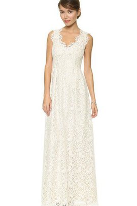 Robe de mariée nature fermeutre eclair de col en v longueur au ras du sol manche nulle