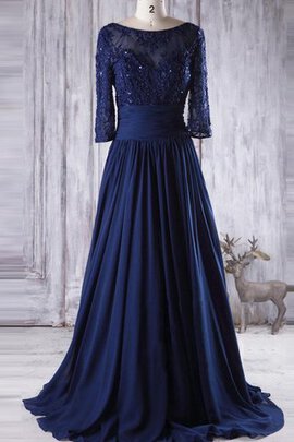 Robe de bal avec zip avec chiffon avec perle textile en tulle en dentelle